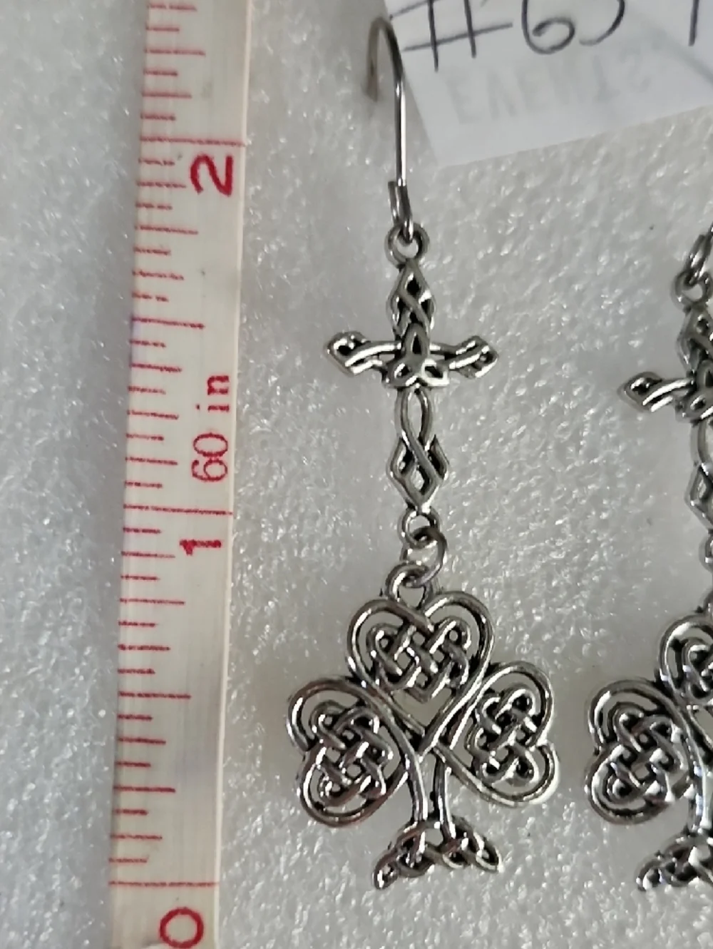 Hand Crafted Silver Celtic Knot Shamrock Drop Earrings